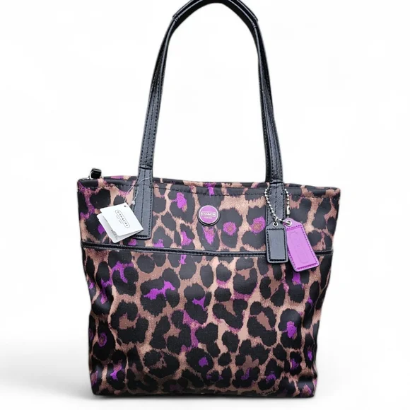 Coach Tote with Black and Purlpe - Picture 4 of 7